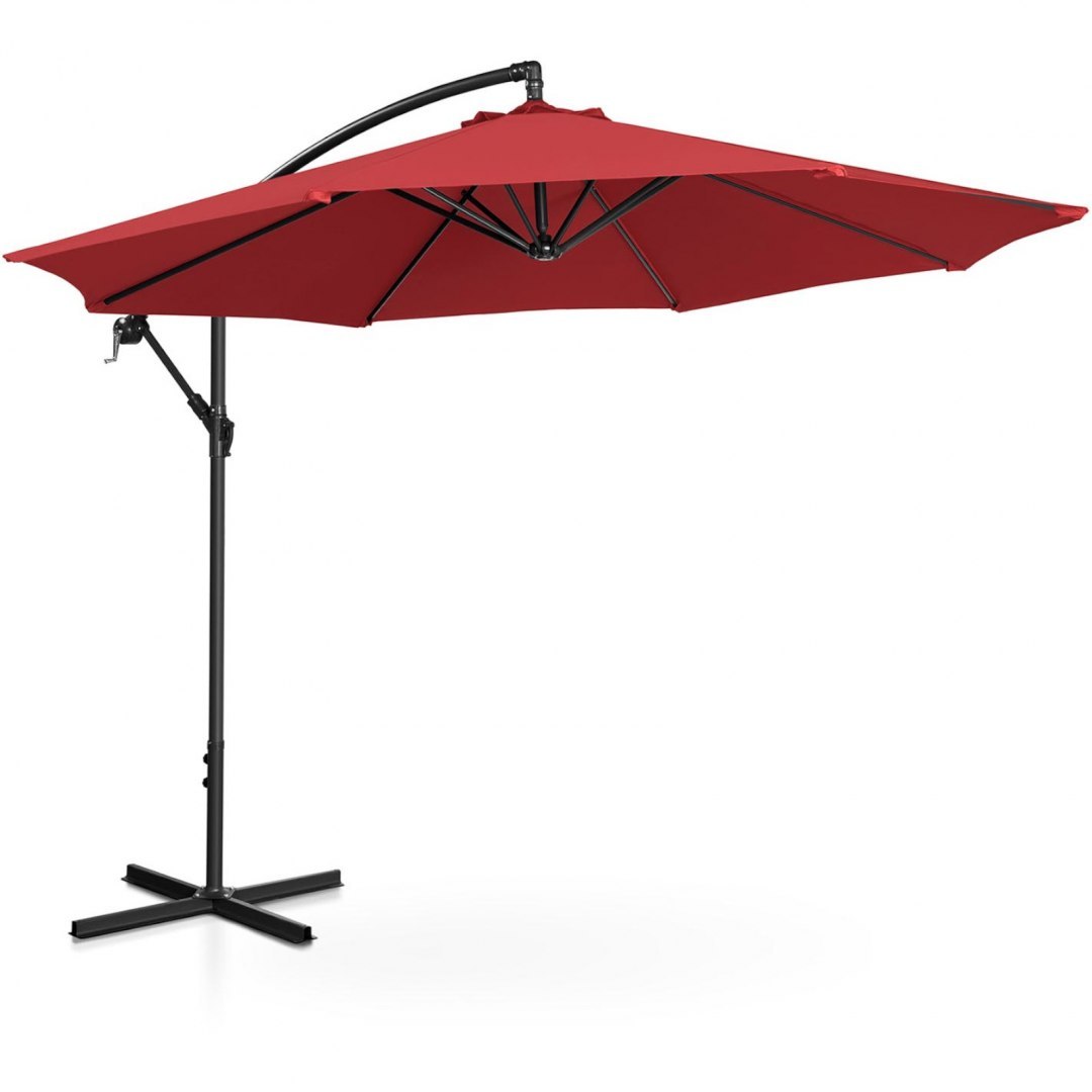 Parasol ogrodowy na wysięgniku okrągły uchylny śr. 300 cm bordowy UNIPRODO Parasol ogrodowy na wysięgniku okrągły uchylny śr. 300 cm bordowy UNIPRODO