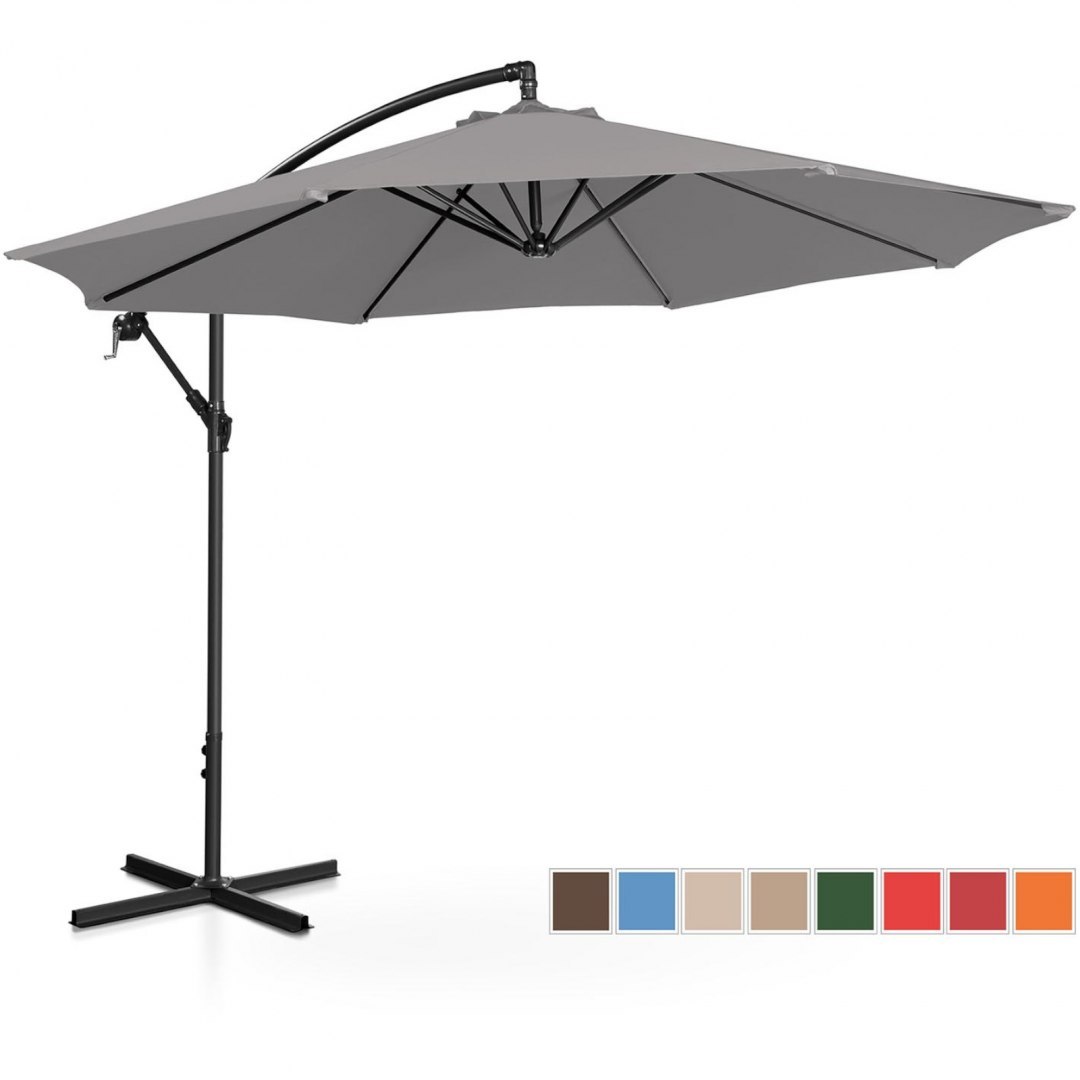 Parasol ogrodowy na wysięgniku okrągły uchylny śr. 300 cm ciemnoszary UNIPRODO Parasol ogrodowy na wysięgniku okrągły uchylny śr. 300 cm ciemnoszary UNIPRODO
