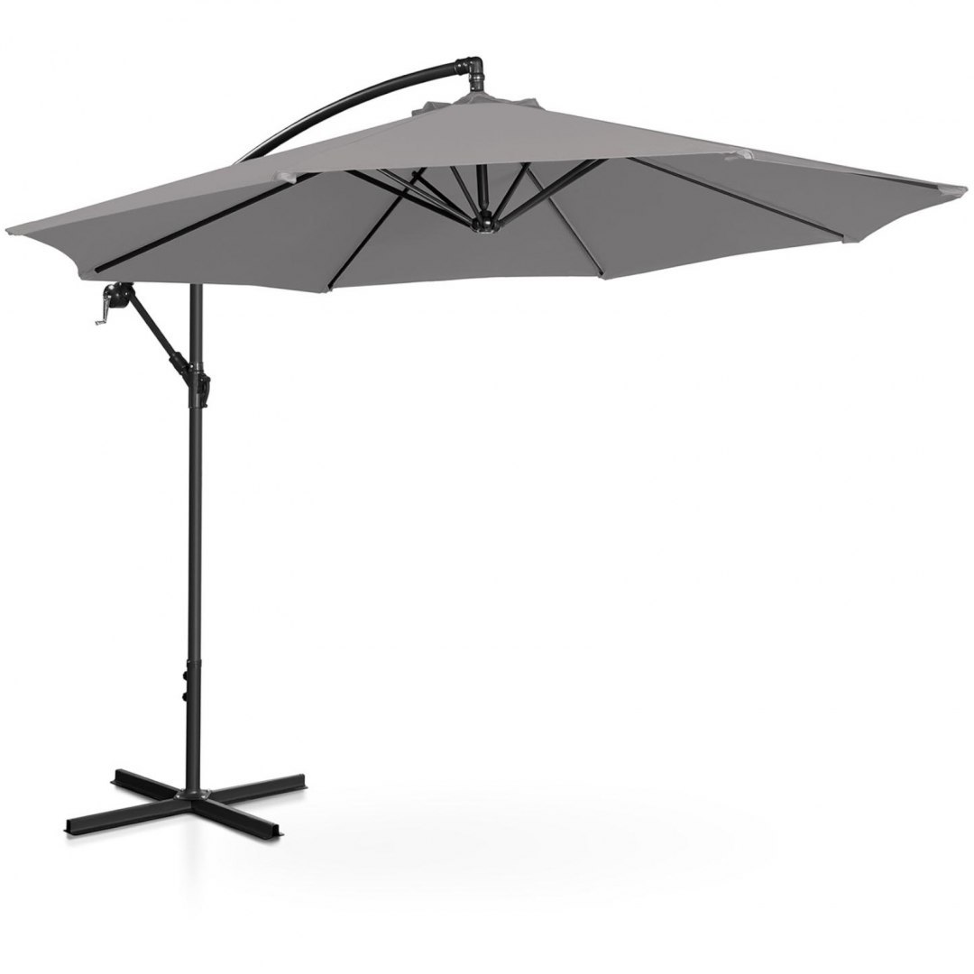 Parasol ogrodowy na wysięgniku okrągły uchylny śr. 300 cm ciemnoszary UNIPRODO Parasol ogrodowy na wysięgniku okrągły uchylny śr. 300 cm ciemnoszary UNIPRODO