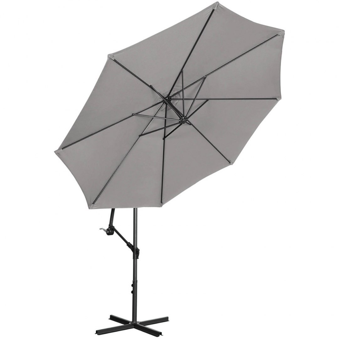 Parasol ogrodowy na wysięgniku okrągły uchylny śr. 300 cm ciemnoszary UNIPRODO Parasol ogrodowy na wysięgniku okrągły uchylny śr. 300 cm ciemnoszary UNIPRODO