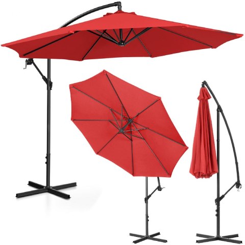 Parasol ogrodowy na wysięgniku okrągły uchylny śr. 300 cm czerwony UNIPRODO