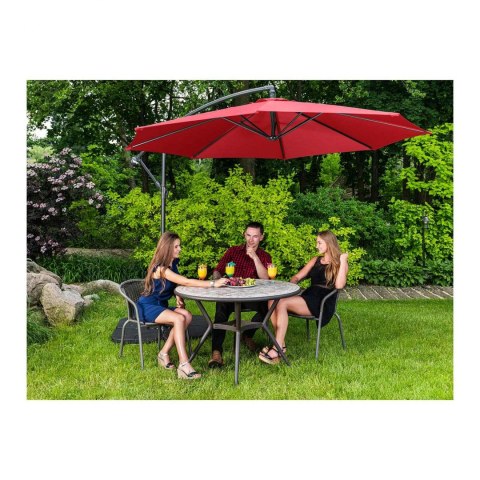 Parasol ogrodowy na wysięgniku okrągły uchylny śr. 300 cm czerwony UNIPRODO Parasol ogrodowy na wysięgniku okrągły uchylny śr. 300 cm czerwony UNIPRODO