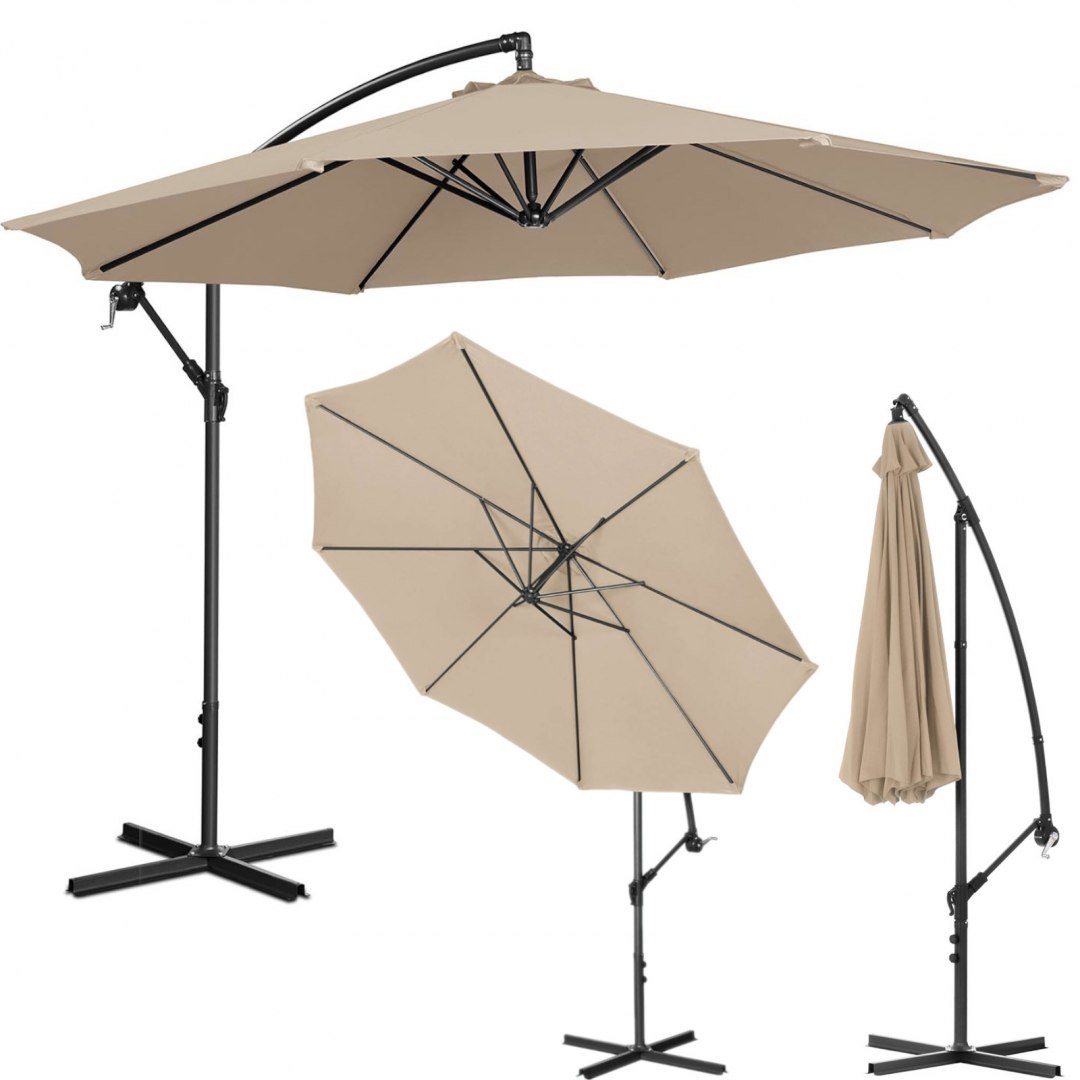 Parasol ogrodowy na wysięgniku okrągły uchylny śr. 300 cm kremowy UNIPRODO Parasol ogrodowy na wysięgniku okrągły uchylny śr. 300 cm kremowy UNIPRODO