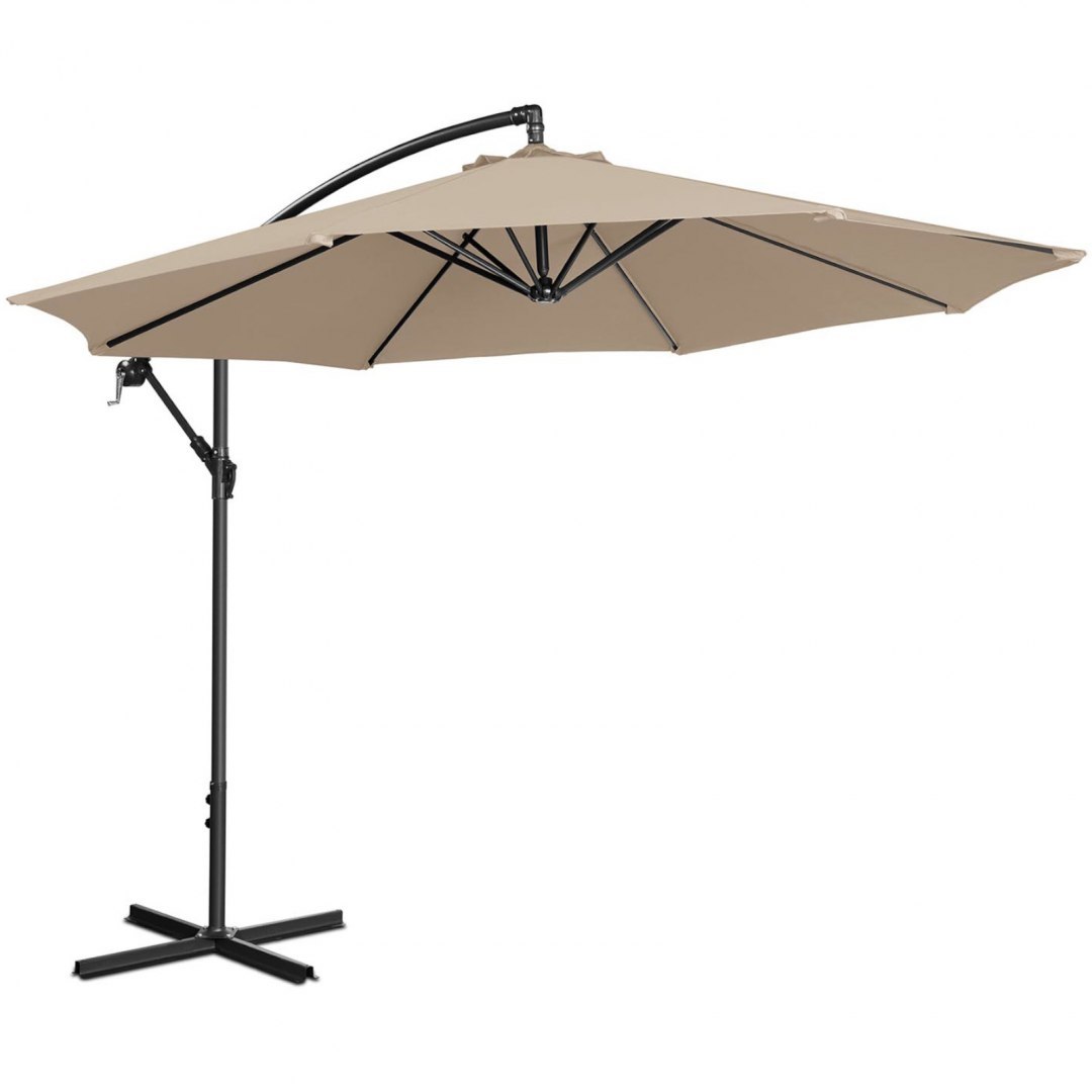 Parasol ogrodowy na wysięgniku okrągły uchylny śr. 300 cm kremowy UNIPRODO Parasol ogrodowy na wysięgniku okrągły uchylny śr. 300 cm kremowy UNIPRODO