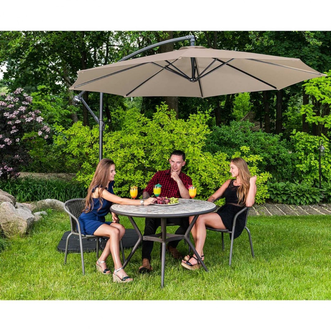 Parasol ogrodowy na wysięgniku okrągły uchylny śr. 300 cm kremowy UNIPRODO Parasol ogrodowy na wysięgniku okrągły uchylny śr. 300 cm kremowy UNIPRODO