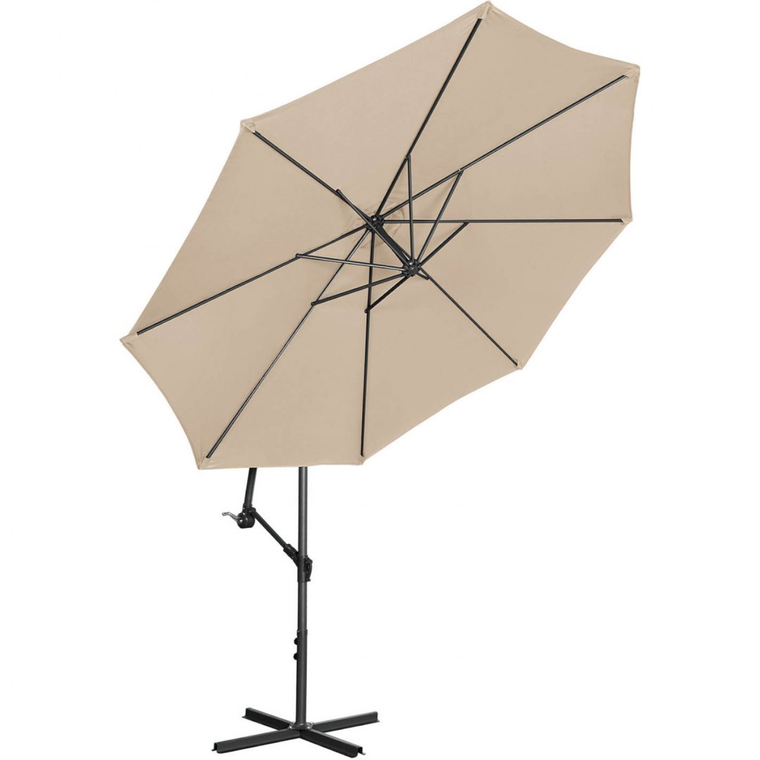 Parasol ogrodowy na wysięgniku okrągły uchylny śr. 300 cm kremowy UNIPRODO Parasol ogrodowy na wysięgniku okrągły uchylny śr. 300 cm kremowy UNIPRODO