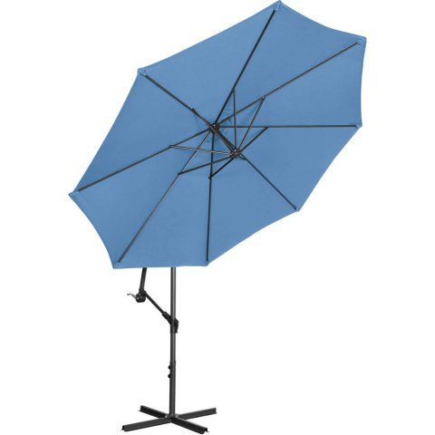 Parasol ogrodowy na wysięgniku okrągły uchylny śr. 300 cm niebieski UNIPRODO Parasol ogrodowy na wysięgniku okrągły uchylny śr. 300 cm niebieski UNIPRODO