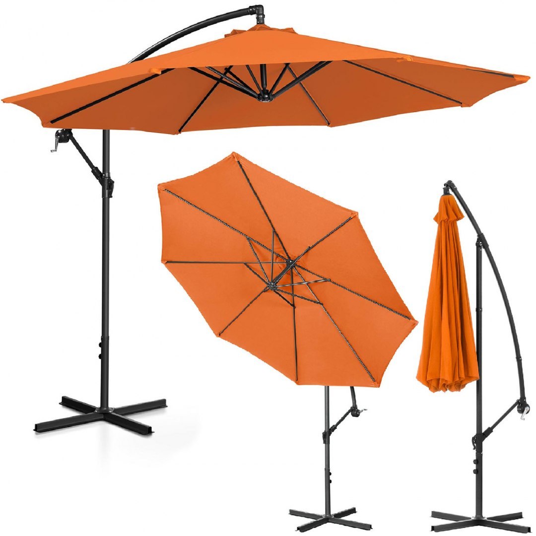 Parasol ogrodowy na wysięgniku okrągły uchylny śr. 300 cm pomarańczowy UNIPRODO Parasol ogrodowy na wysięgniku okrągły uchylny śr. 300 cm pomarańczowy UNIPRODO