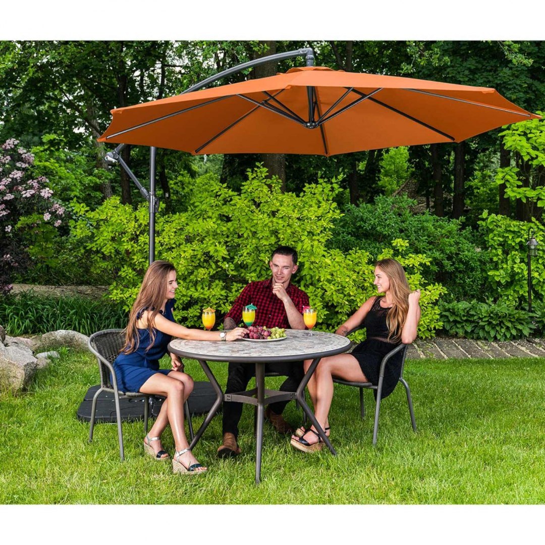 Parasol ogrodowy na wysięgniku okrągły uchylny śr. 300 cm pomarańczowy UNIPRODO Parasol ogrodowy na wysięgniku okrągły uchylny śr. 300 cm pomarańczowy UNIPRODO
