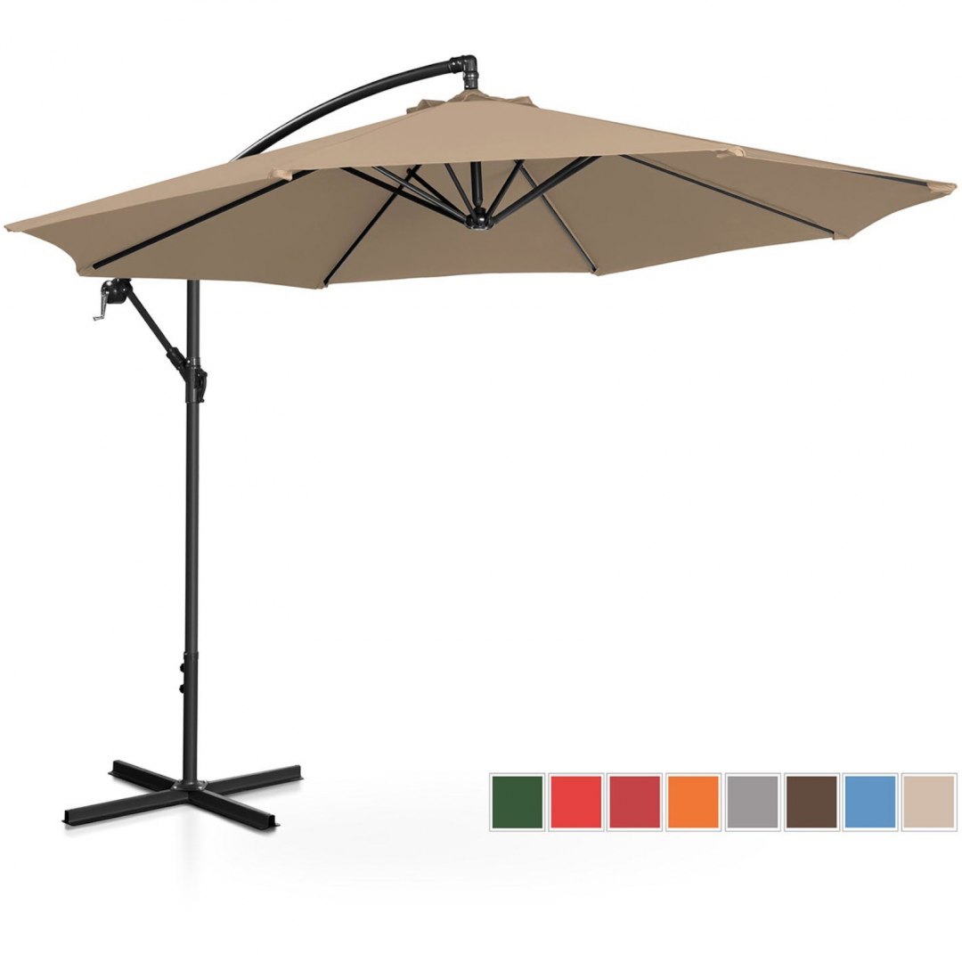Parasol ogrodowy na wysięgniku okrągły uchylny śr. 300 cm szarobrązowy UNIPRODO Parasol ogrodowy na wysięgniku okrągły uchylny śr. 300 cm szarobrązowy UNIPRODO