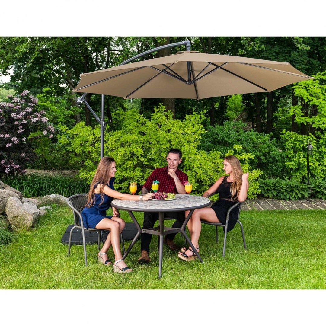 Parasol ogrodowy na wysięgniku okrągły uchylny śr. 300 cm szarobrązowy UNIPRODO Parasol ogrodowy na wysięgniku okrągły uchylny śr. 300 cm szarobrązowy UNIPRODO