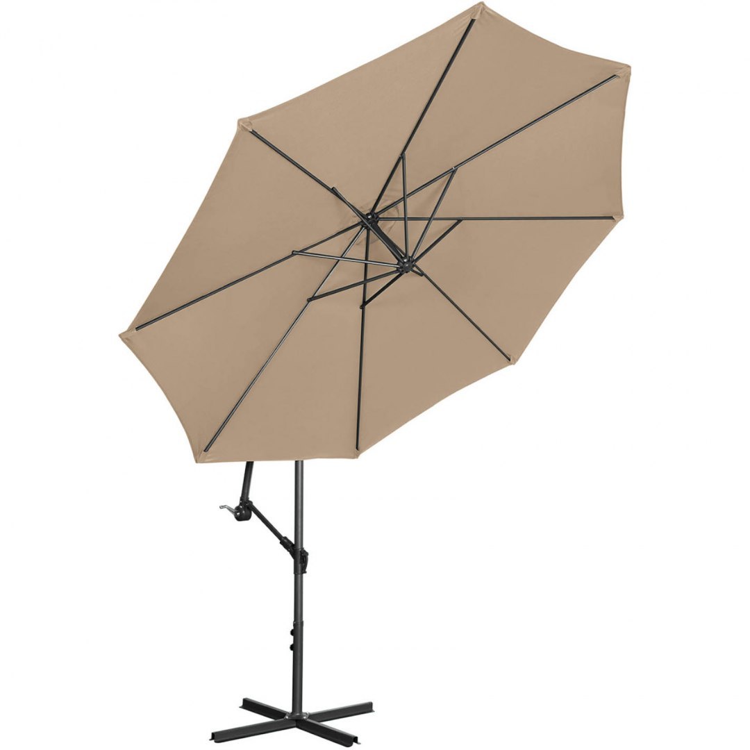 Parasol ogrodowy na wysięgniku okrągły uchylny śr. 300 cm szarobrązowy UNIPRODO Parasol ogrodowy na wysięgniku okrągły uchylny śr. 300 cm szarobrązowy UNIPRODO