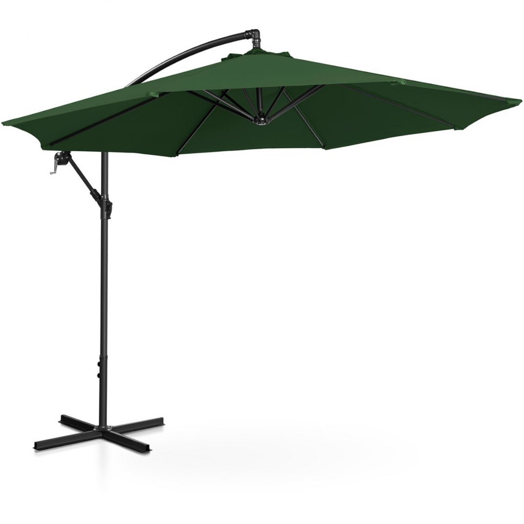 Parasol ogrodowy na wysięgniku okrągły uchylny śr. 300 cm zielony UNIPRODO Parasol ogrodowy na wysięgniku okrągły uchylny śr. 300 cm zielony UNIPRODO