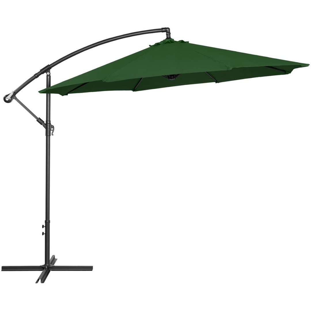 Parasol ogrodowy na wysięgniku okrągły uchylny śr. 300 cm zielony UNIPRODO Parasol ogrodowy na wysięgniku okrągły uchylny śr. 300 cm zielony UNIPRODO