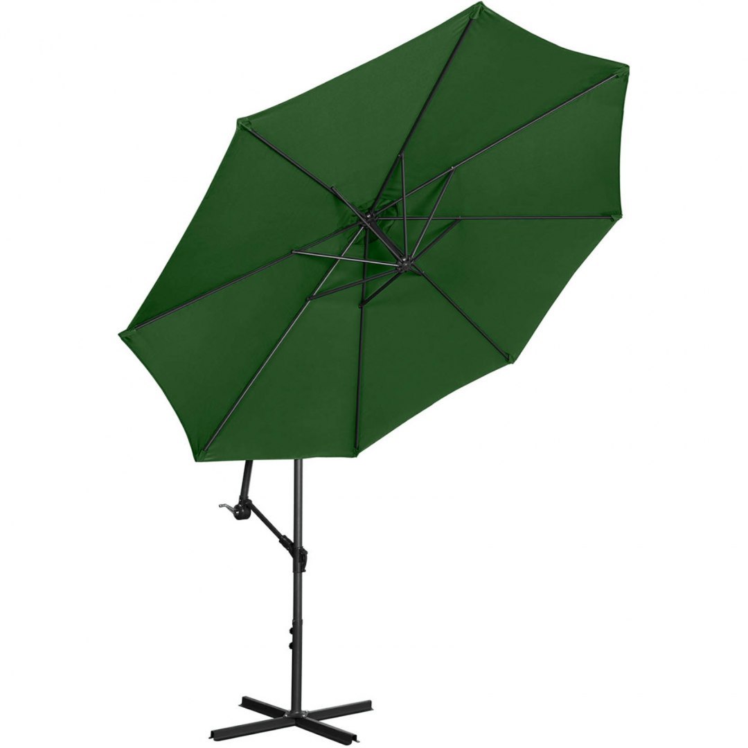 Parasol ogrodowy na wysięgniku okrągły uchylny śr. 300 cm zielony UNIPRODO Parasol ogrodowy na wysięgniku okrągły uchylny śr. 300 cm zielony UNIPRODO