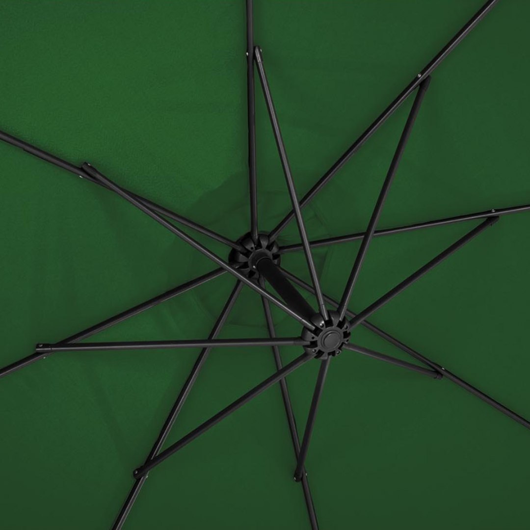 Parasol ogrodowy na wysięgniku okrągły uchylny śr. 300 cm zielony UNIPRODO Parasol ogrodowy na wysięgniku okrągły uchylny śr. 300 cm zielony UNIPRODO