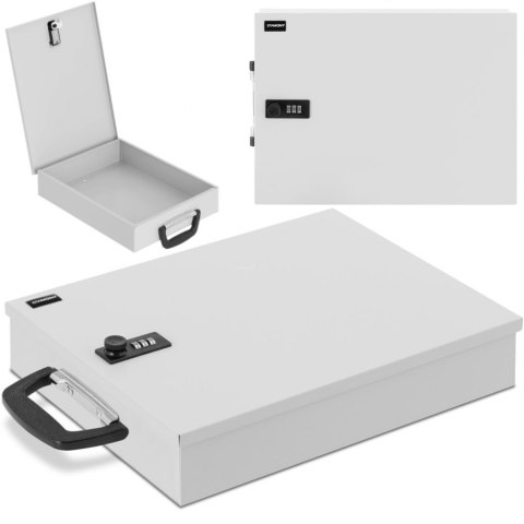 Sejf kasetka metalowa na dokumenty z zamkiem szyfrowym 355 x 255 x 70 mm DIN A6 Stamony Sejf kasetka metalowa na dokumenty z zamkiem szyfrowym 355 x 255 x 70 mm DIN A6 Stamony