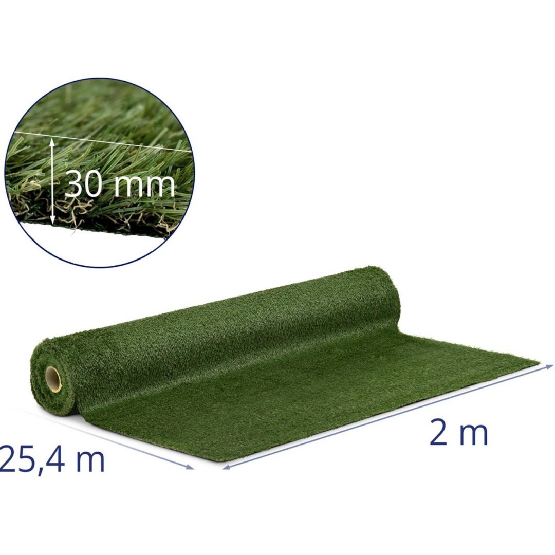 Sztuczna trawa na taras balkon miękka 30 mm 14/10 cm 200 x 2500 cm Hillvert Sztuczna trawa na taras balkon miękka 30 mm 14/10 cm 200 x 2500 cm Hillvert