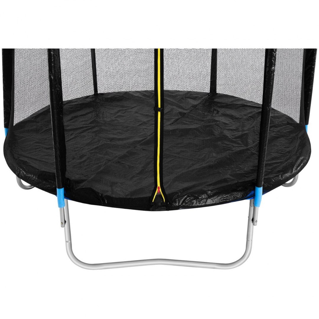 Trampolina ogrodowa z siatką i osłoną na sprężyny śr. 244 cm do 80 kg czarno-niebieska GYMREX Trampolina ogrodowa z siatką i osłoną na sprężyny śr. 244 cm do 80 kg czarno-niebieska GYMREX