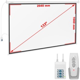 Ekran projekcyjny elekryczny ścienny sufitowy matowy biały 133'' 302x201 cm 16:9 FROMM&amp;STARCK