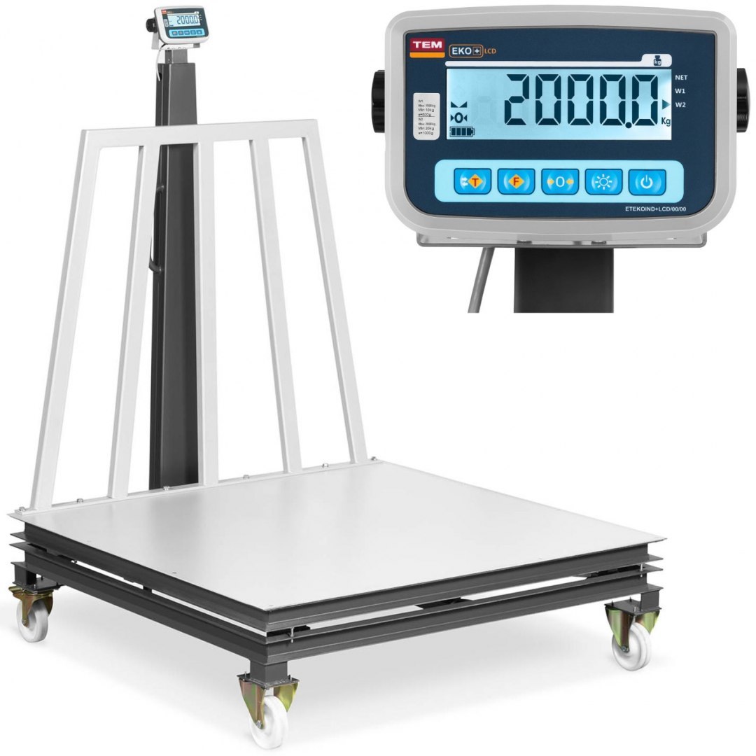 Waga platformowa magazynowa skalibrowana mobilna 2000/1 kg 150x150 cm LCD TEM Waga platformowa magazynowa skalibrowana mobilna 2000/1 kg 150x150 cm LCD TEM