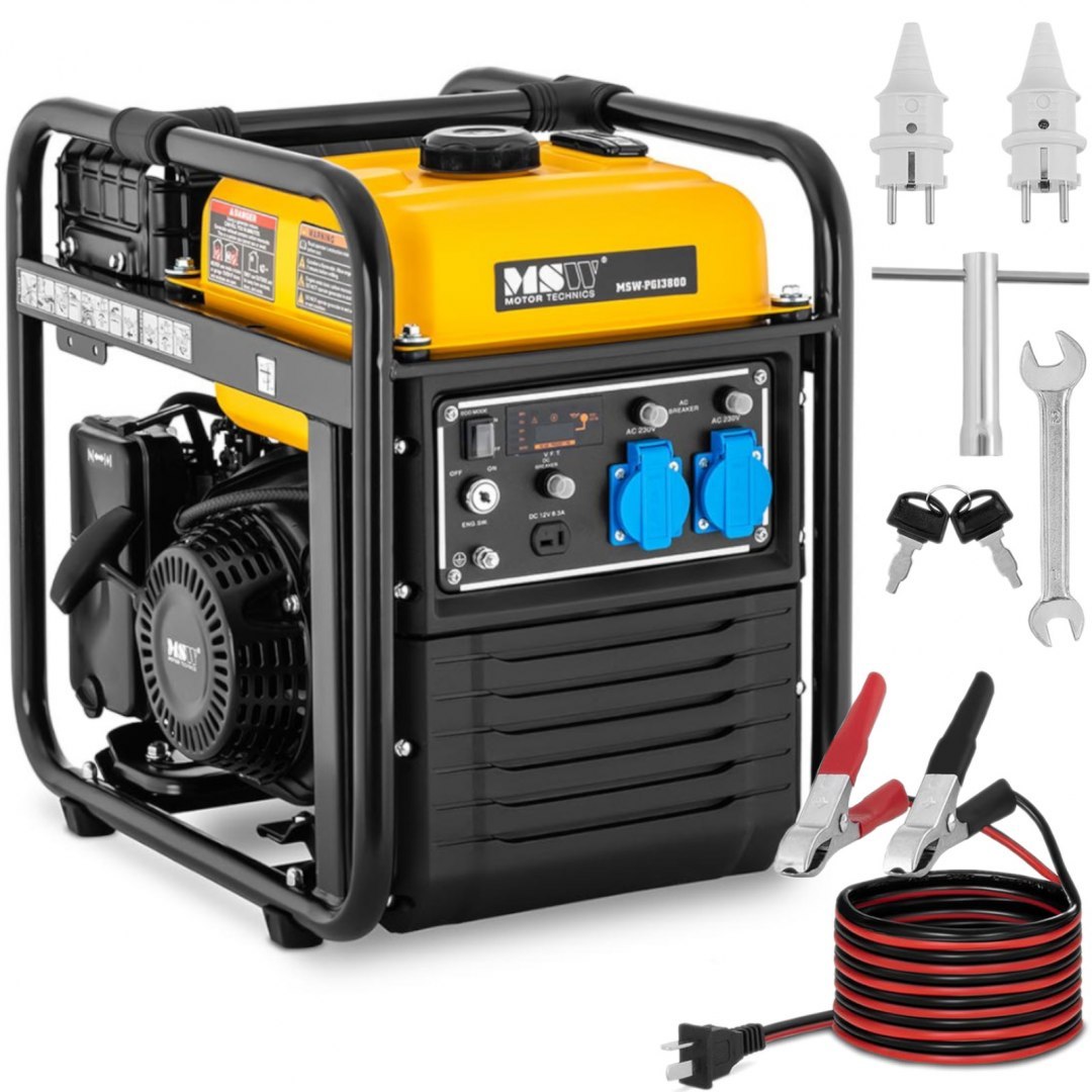 Agregat prądotwórczy generator prądu z rozruchem ręcznym 11 l 12 V 230 V 3800 W MSW Agregat prądotwórczy generator prądu z rozruchem ręcznym 11 l 12 V 230 V 3800 W MSW