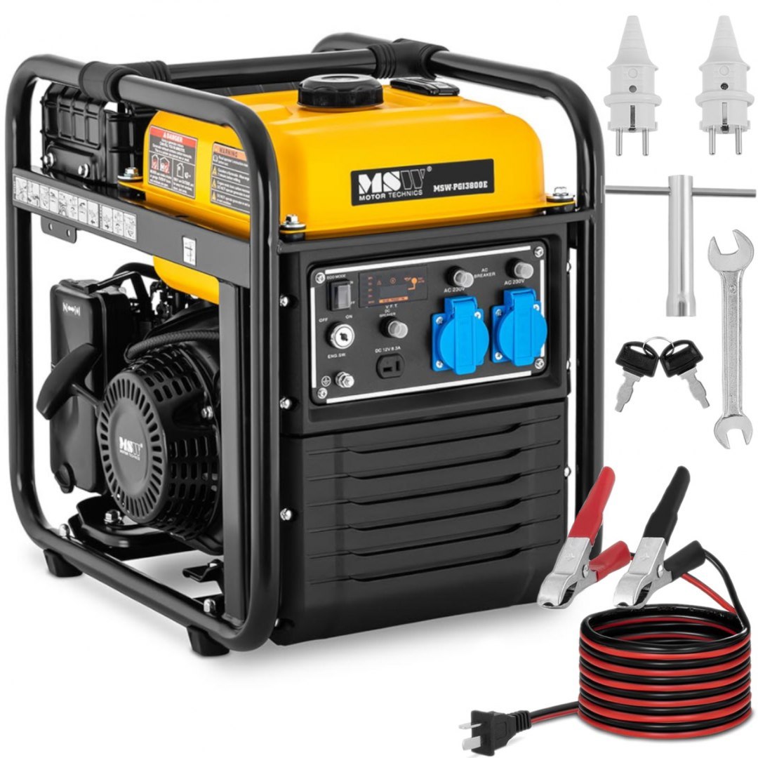 Agregat prądotwórczy generator prądu z rozrusznikiem elektrycznym 11 l 12 V 230 V 3800 W MSW Agregat prądotwórczy generator prądu z rozrusznikiem elektrycznym 11 l 12 V 230 V 3800 W MSW