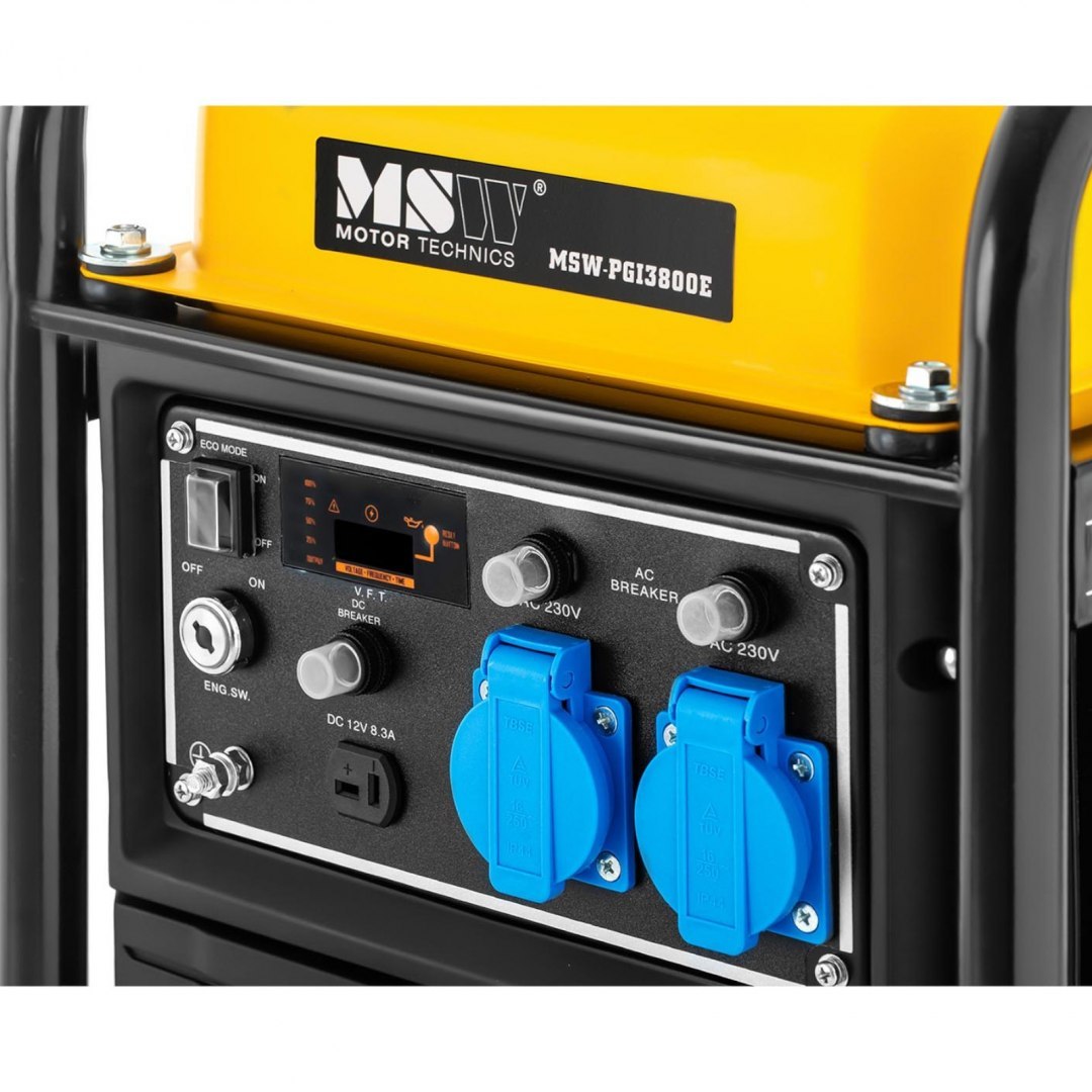 Agregat prądotwórczy generator prądu z rozrusznikiem elektrycznym 11 l 12 V 230 V 3800 W MSW Agregat prądotwórczy generator prądu z rozrusznikiem elektrycznym 11 l 12 V 230 V 3800 W MSW