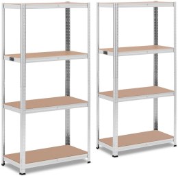 Regał magazynowy metalowy 4 półki 320 kg 80 x 40 x 160 cm szary 2 szt. MSW