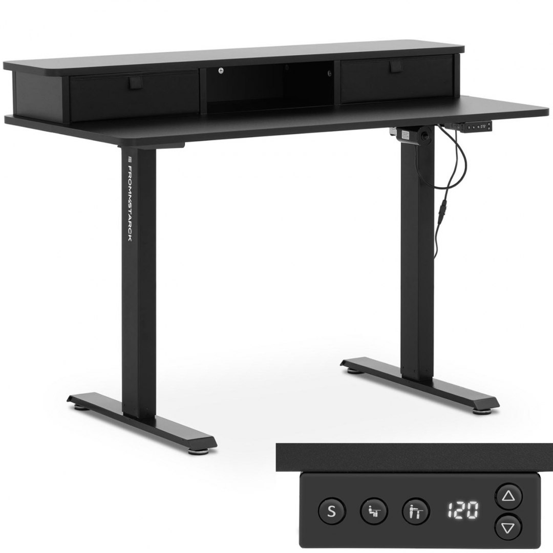 Biurko elektryczne z regulacją wysokości i nadstawką 120 x 60 cm 720 - 1200 mm FROMM&STARCK Biurko elektryczne z regulacją wysokości i nadstawką 120 x 60 cm 720 - 1200 mm FROMM&STARCK