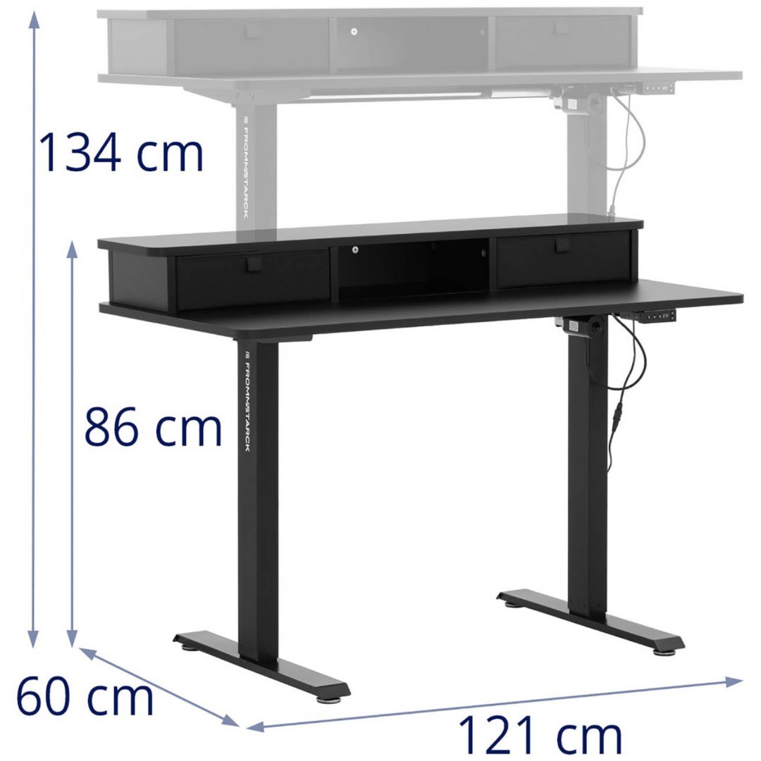 Biurko elektryczne z regulacją wysokości i nadstawką 120 x 60 cm 720 - 1200 mm FROMM&STARCK Biurko elektryczne z regulacją wysokości i nadstawką 120 x 60 cm 720 - 1200 mm FROMM&STARCK