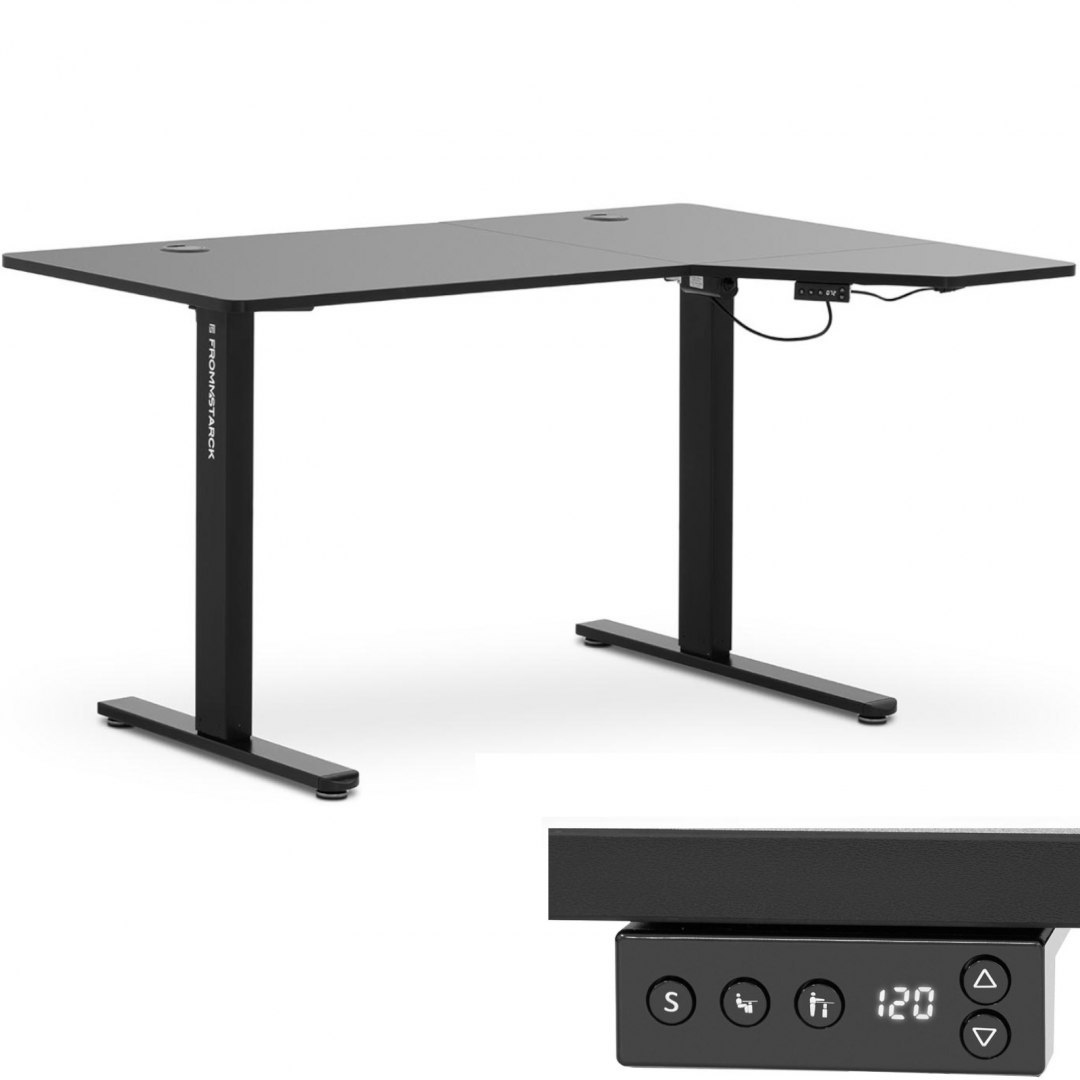 Biurko narożne z regulacją wysokości elektryczne 140 x 90 cm wys. 720 - 1200 mm czarne FROMM&STARCK Biurko narożne z regulacją wysokości elektryczne 140 x 90 cm wys. 720 - 1200 mm czarne FROMM&STARCK