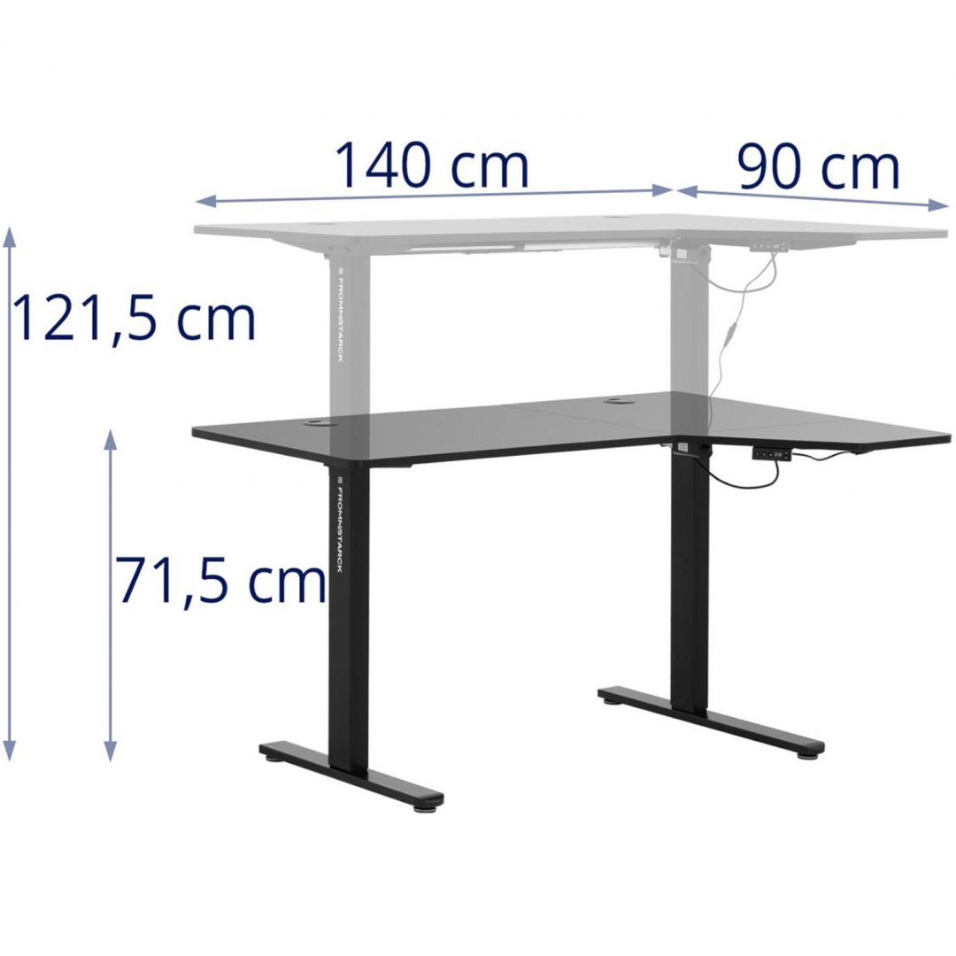 Biurko narożne z regulacją wysokości elektryczne 140 x 90 cm wys. 720 - 1200 mm czarne FROMM&STARCK Biurko narożne z regulacją wysokości elektryczne 140 x 90 cm wys. 720 - 1200 mm czarne FROMM&STARCK