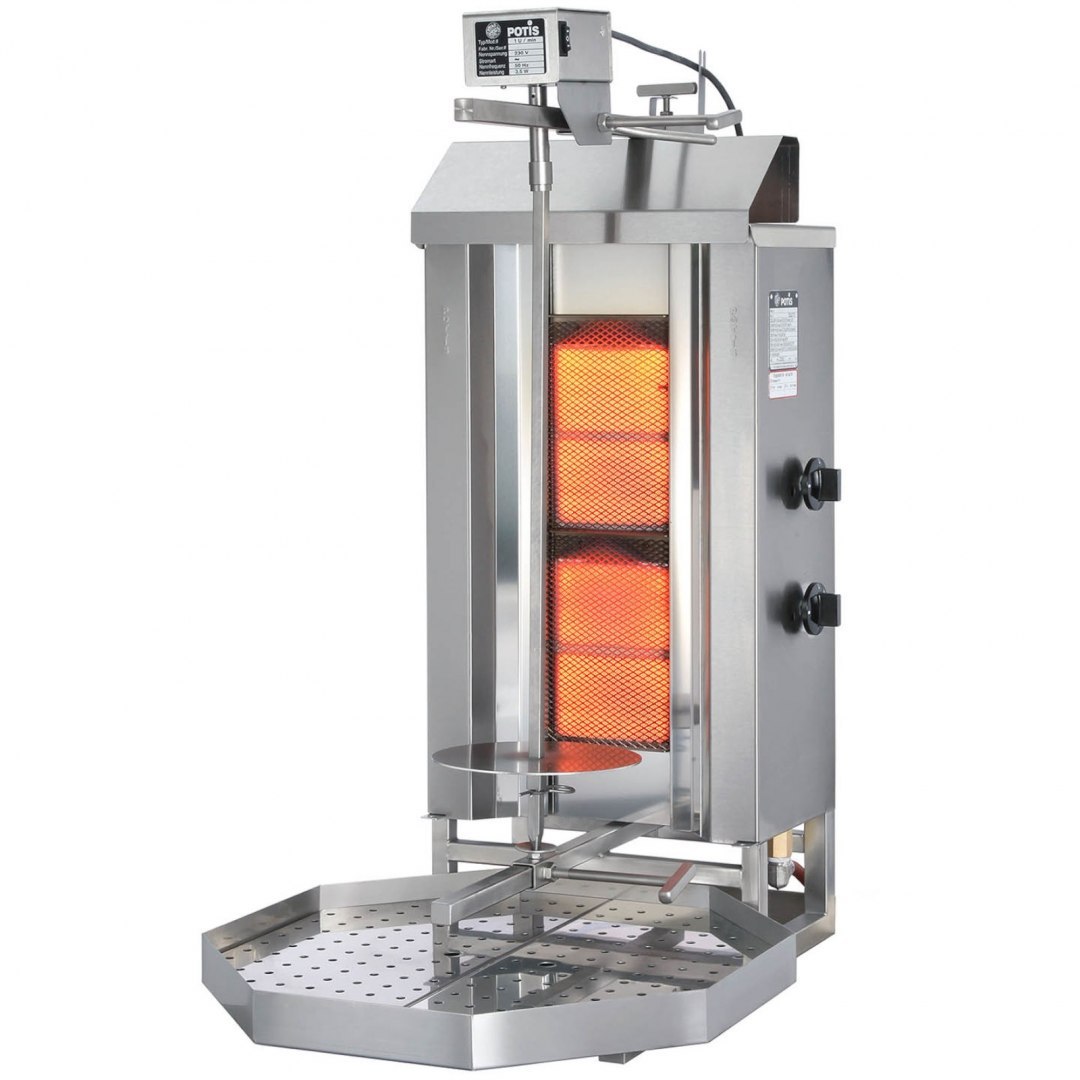 Grill piec opiekacz do kebaba gyrosa gazowy na gaz ziemny POTIS wsad 30 kg 230 V 5.6 kW POTIS Grill piec opiekacz do kebaba gyrosa gazowy na gaz ziemny POTIS wsad 30 kg 230 V 5.6 kW POTIS