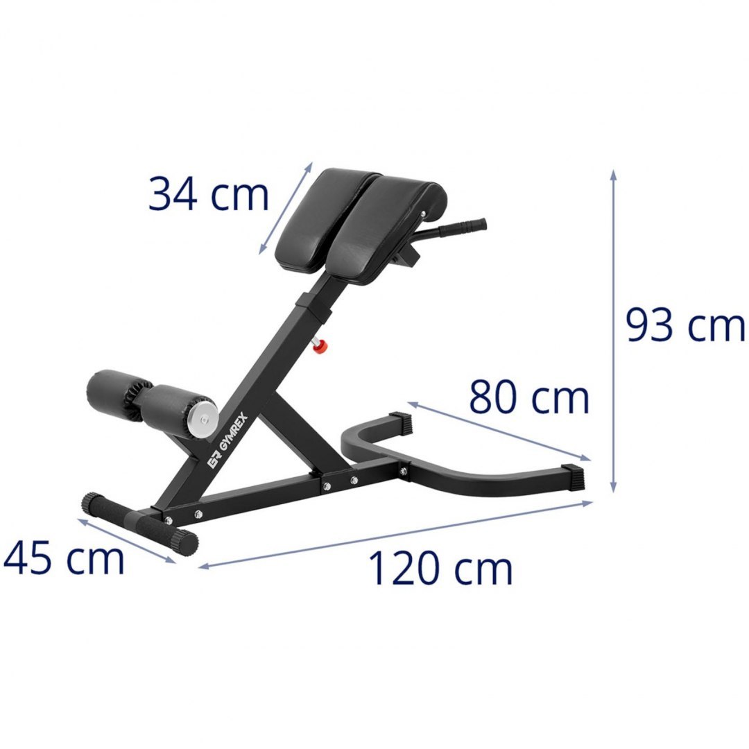 Ławka ławeczka rzymska treningowa do ćwiczeń brzucha pleców pośladków do 100 kg GYMREX Ławka ławeczka rzymska treningowa do ćwiczeń brzucha pleców pośladków do 100 kg GYMREX