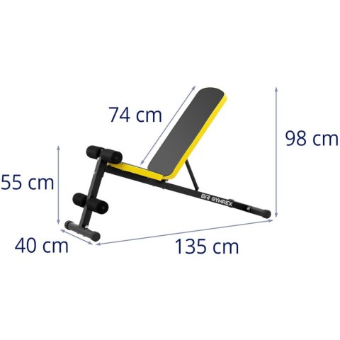 Ławka treningowa do ćwiczeń klatki piersiowej ramion brzucha bicepsu do 100 kg GYMREX Ławka treningowa do ćwiczeń klatki piersiowej ramion brzucha bicepsu do 100 kg GYMREX
