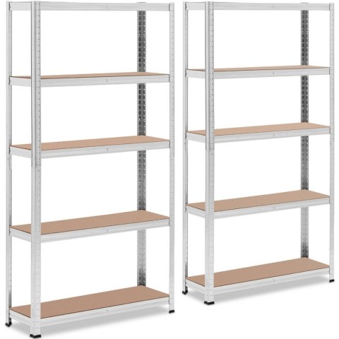 Regał magazynowy metalowy 5 półek 875 kg 90 x 30 x 180 cm szary 2 szt. MSW Regał magazynowy metalowy 5 półek 875 kg 90 x 30 x 180 cm szary 2 szt. MSW