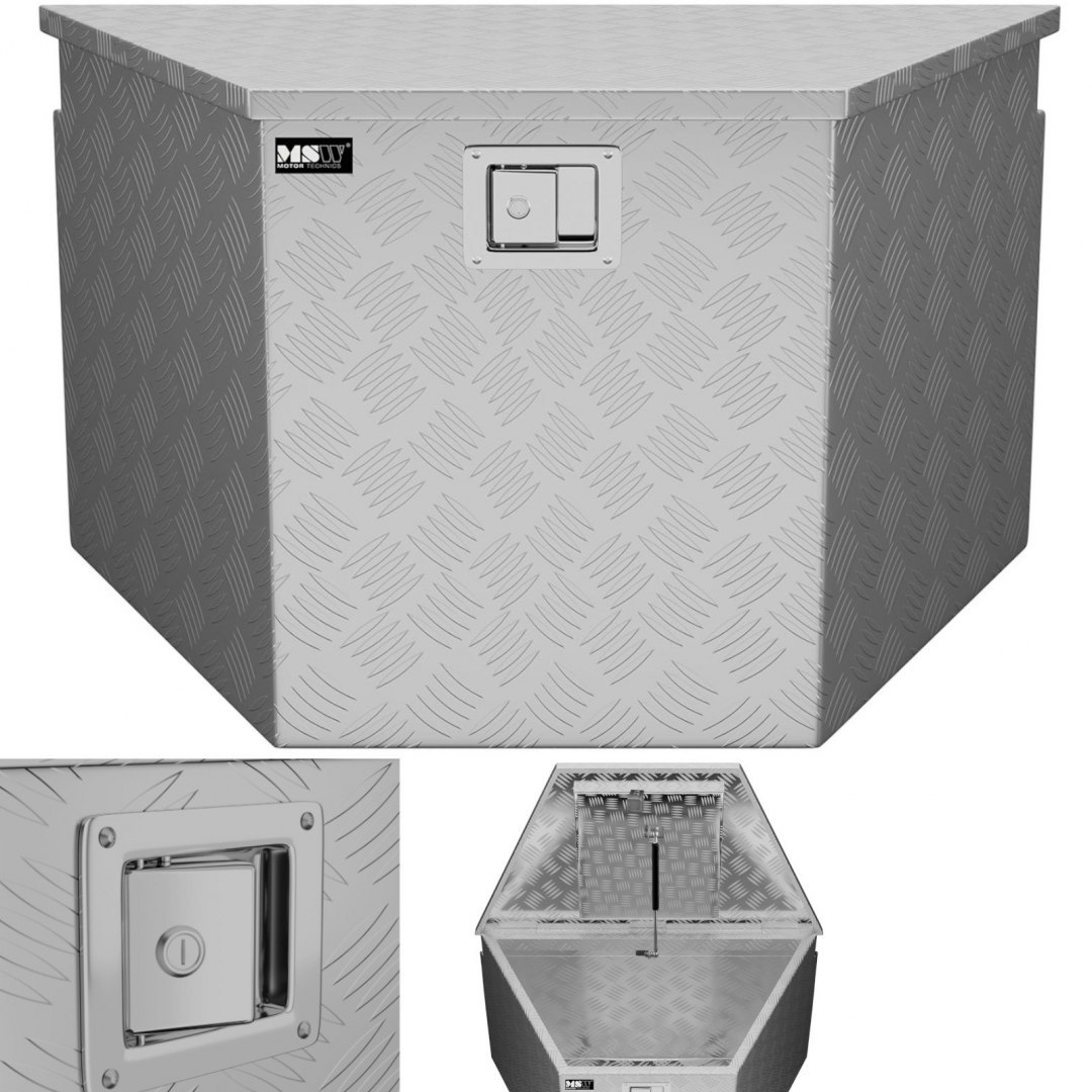 Skrzynia narzędziowa transportowa aluminiowa zamykana na klucz 150 l 81.5 x 47.5 x 46 cm MSW Skrzynia narzędziowa transportowa aluminiowa zamykana na klucz 150 l 81.5 x 47.5 x 46 cm MSW