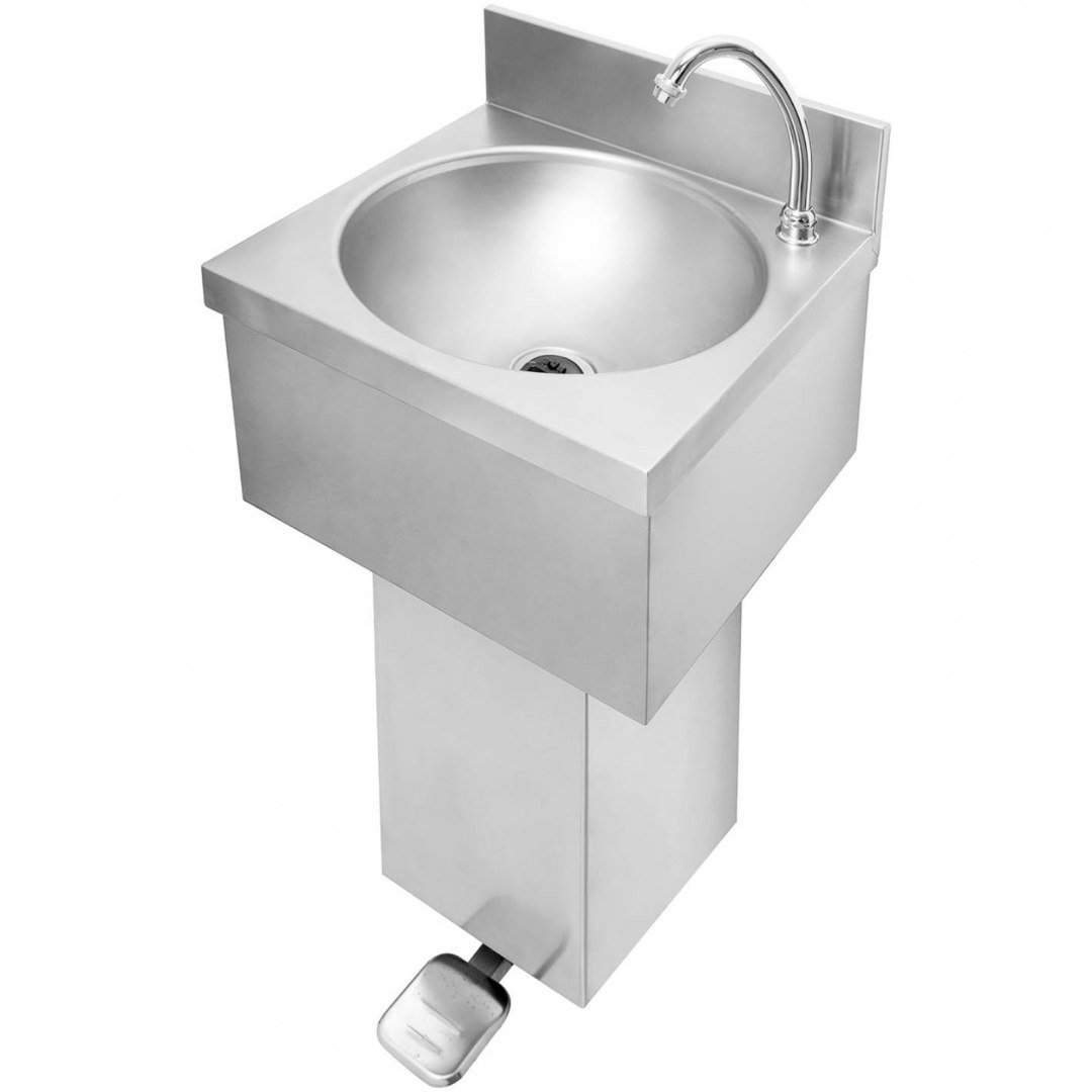 Zlew umywalka bezdotykowa z kranem pedałem nożnym ścienna STAL śr. 340 x 125 mm Monolith Zlew umywalka bezdotykowa z kranem pedałem nożnym ścienna STAL śr. 340 x 125 mm Monolith