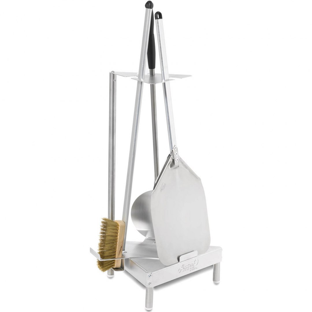 Zestaw akcesoriów narzędzi do pizzy 2 łopaty szczotka stojak 90 cm 4 el. GI.METAL Zestaw akcesoriów narzędzi do pizzy 2 łopaty szczotka stojak 90 cm 4 el. GI.METAL