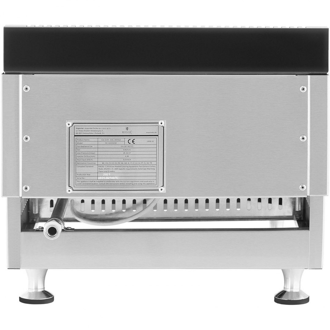 Grill gazowy gładki nastawny na gaz Propan-Butan 0,05 bar 35 x 40 cm 3000 W Royal Catering Grill gazowy gładki nastawny na gaz Propan-Butan 0,05 bar 35 x 40 cm 3000 W Royal Catering