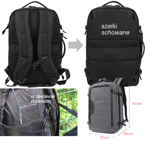 Plecak na laptopa Arctic Hunter i torba USB 15,6" Plecak na laptopa Arctic Hunter i torba USB 15,6"