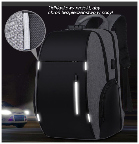 Plecak na laptopa uniwersalny z USB pojemny Oxford Plecak na laptopa uniwersalny z USB pojemny Oxford