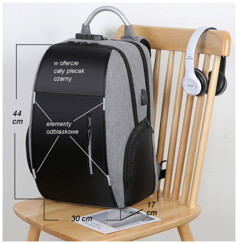 Plecak na laptopa uniwersalny z USB pojemny Oxford Plecak na laptopa uniwersalny z USB pojemny Oxford