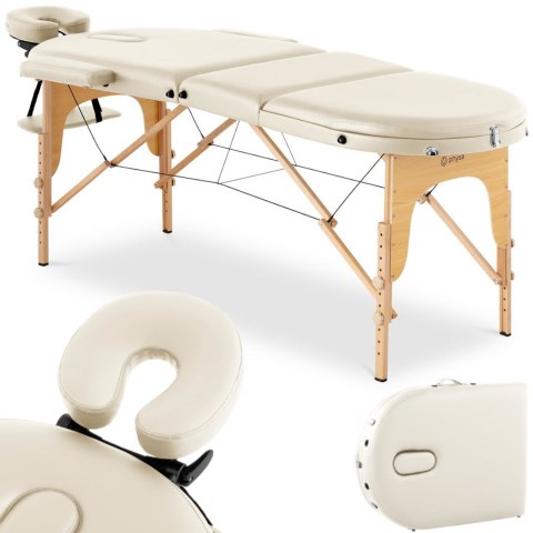 Stół łóżko do masażu przenośne składane z drewnianym stelażem Colmar Beige do 227 kg beżowe Physa