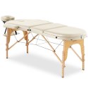 Stół łóżko do masażu przenośne składane z drewnianym stelażem Colmar Beige do 227 kg beżowe Physa