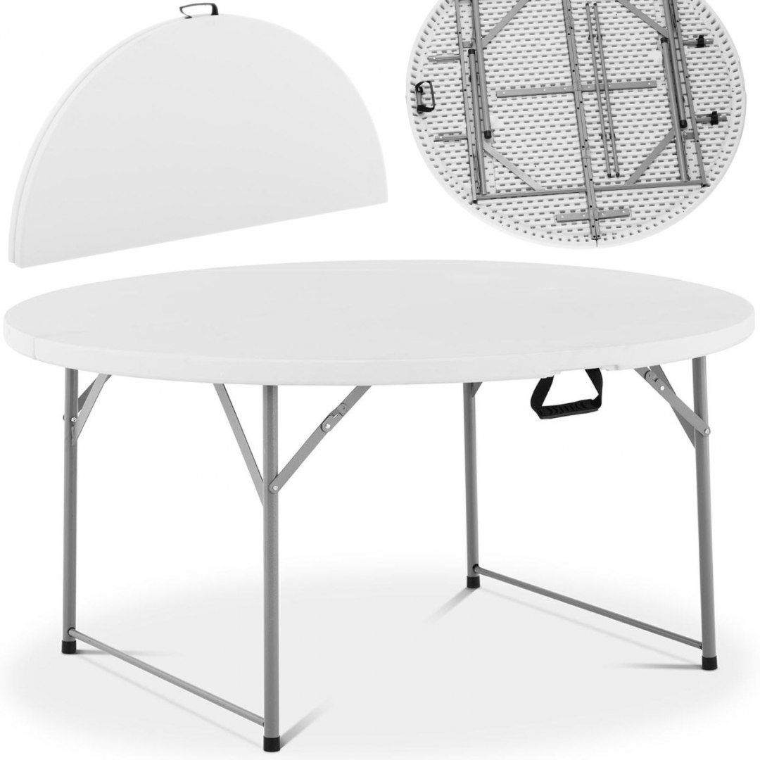 Stół okrągły cateringowy ogrodowy składany biały do 150 kg śr. 150 x 74 cm Royal Catering Stół okrągły cateringowy ogrodowy składany biały do 150 kg śr. 150 x 74 cm Royal Catering