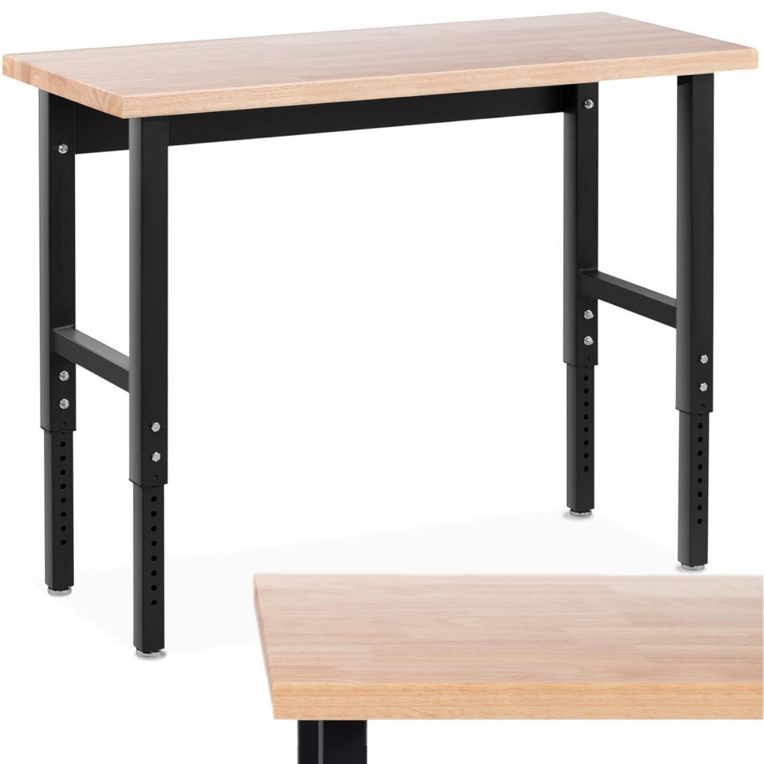 Stół warsztatowy regulowany z drewnianym blatem 680 kg 122 x 51 cm MSW Stół warsztatowy regulowany z drewnianym blatem 680 kg 122 x 51 cm MSW