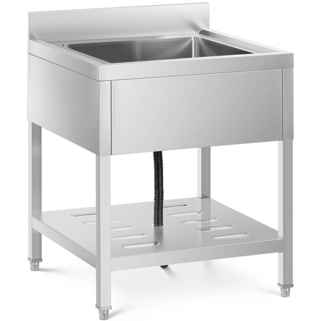 Zlew basen gastronomiczny jednokomorowy z półką i rantem 70 x 70 x 95 cm Royal Catering Zlew basen gastronomiczny jednokomorowy z półką i rantem 70 x 70 x 95 cm Royal Catering