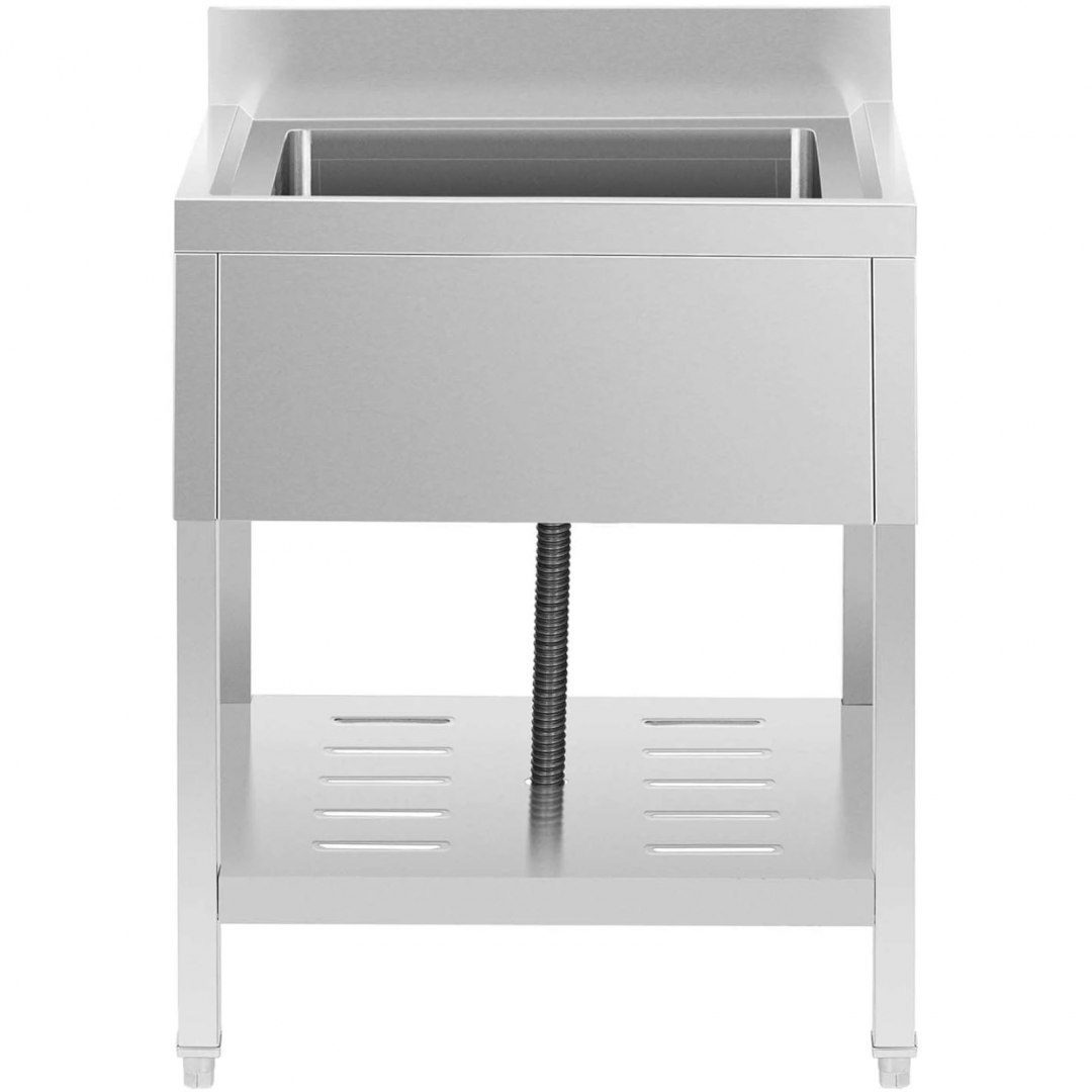 Zlew basen gastronomiczny jednokomorowy z półką i rantem 70 x 70 x 95 cm Royal Catering Zlew basen gastronomiczny jednokomorowy z półką i rantem 70 x 70 x 95 cm Royal Catering